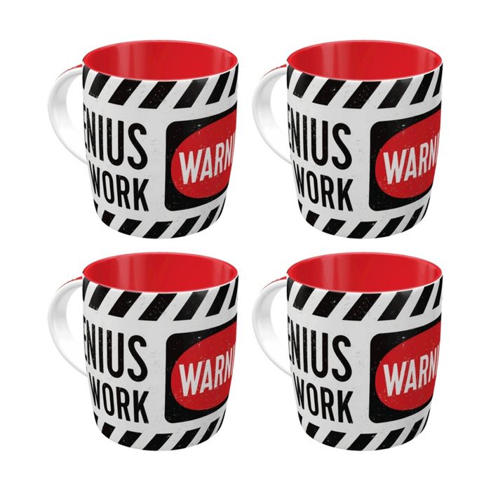 4x Nostalgic-art Ceramic Coffee Mug Genius At Work Retro Print 330ml