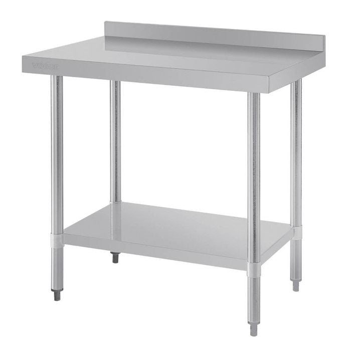 Vogue Stainless Steel Prep Table with Splashback 900mm