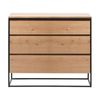 Modern Furniture RIVOLI 45x91cm Chest of 3 Drawers - Natural Oak / Black