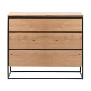 Modern Furniture RIVOLI 45x91cm Chest of 3 Drawers - Natural Oak / Black