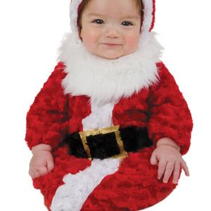 Fluffy Red Infant Kids Santa Claus Bunting Costume - Infant