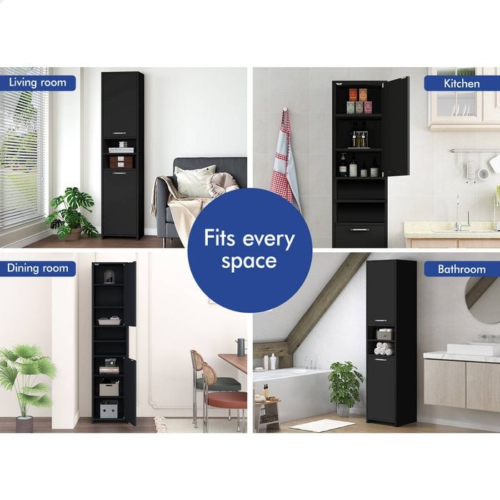 ALFORDSON Bathroom Cabinet Tall Storage Furniture Slim Shelf Cupboard ...