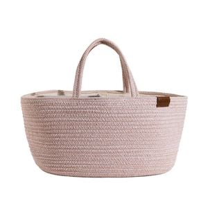 Living Textiles Cotton Rope Storage Caddy With Divider - Pink