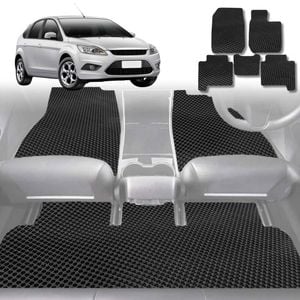 6D Diamond Car Floor Mats for Ford Focus 2011-2018-Full Set-Black-Outback GT