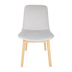 SK Designer Living | Cozy Upholstered Dining Chair | Natural Legs - Light Grey Fabric
