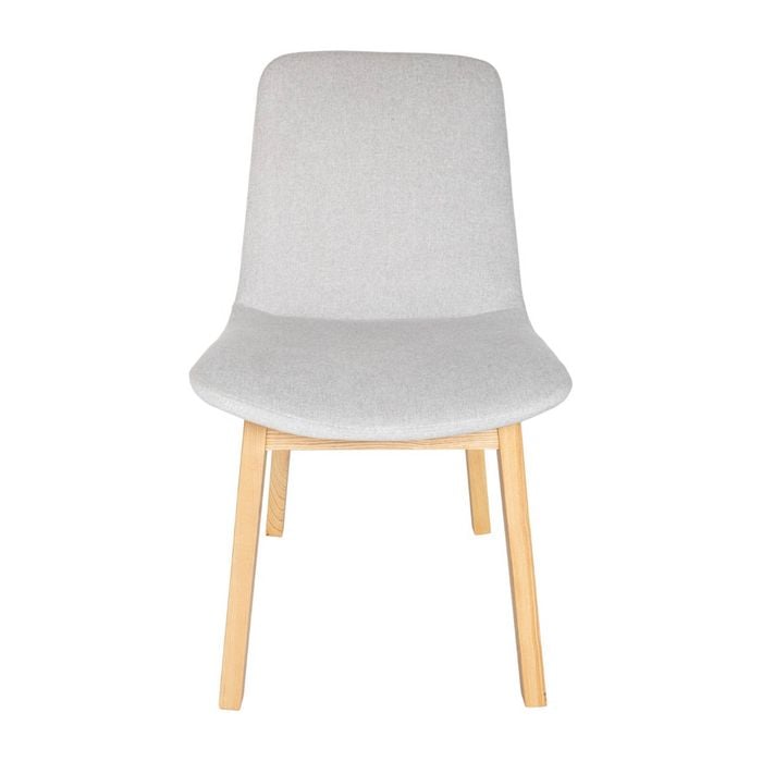 SK Designer Living | Cozy Upholstered Dining Chair | Natural Legs - Light Grey Fabric