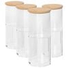 Harbour Housewares Reusable Plastic Stacking Bathroom Canisters with Bamboo Lid - Pack of 4
