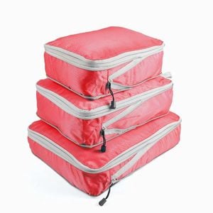 Catzon 3 Set Expandable Compression Packing Cubes for Travel-Red