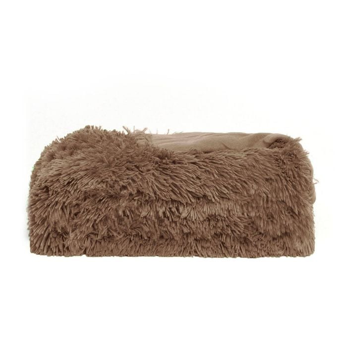 Apartmento Long Pile Faux Fur Mocha Throw Rug 110 x 150cm