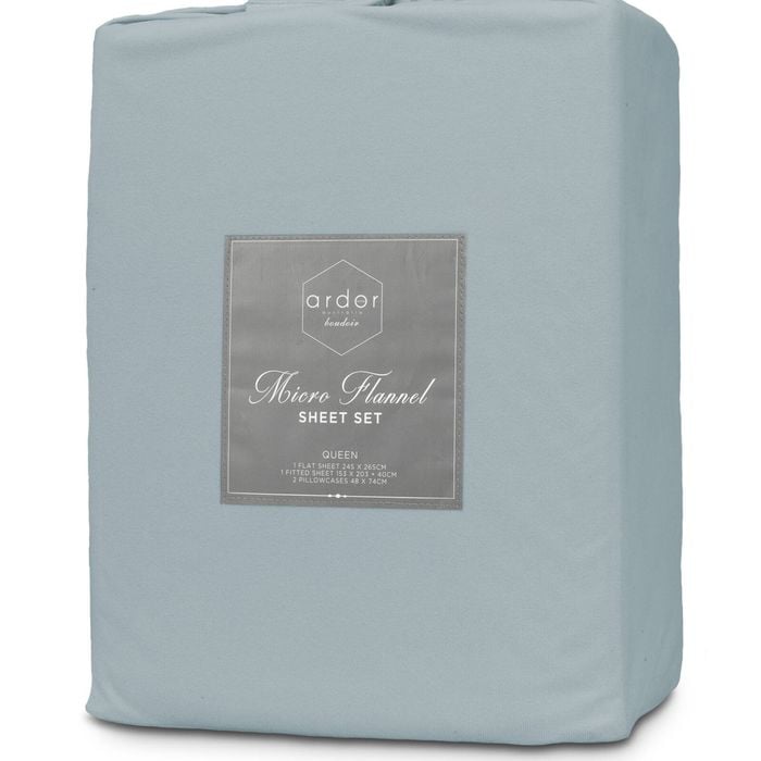Ardor Boudior Micro Flannel Sheet Set King Bed Blue