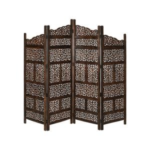 Vasco 4 Panel Room Divider Screen Privacy Shoji Timber Wood Stand - Burnt