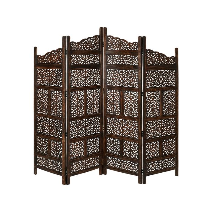 Vasco 4 Panel Room Divider Screen Privacy Shoji Timber Wood Stand - Burnt