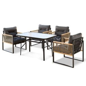 ALFORDSON Dining Table Set 5PCS Dark Grey 120cm