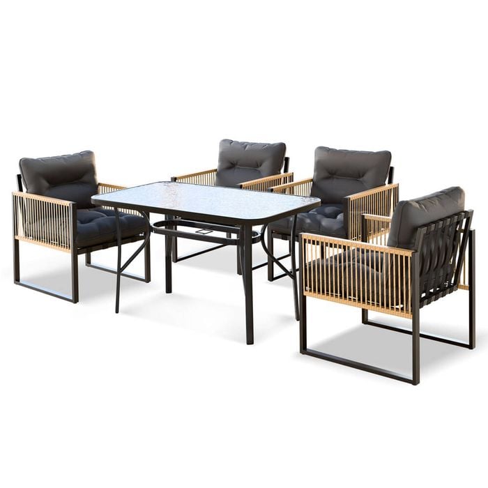 ALFORDSON Dining Table Set 5PCS Dark Grey 120cm
