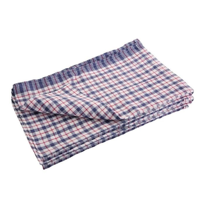 Nisbets Essentials Tea Towels Polycotton Checked 5 Pack 670x430mm Commercial Kitchen Cloths
