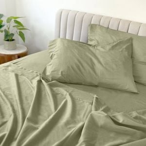 Odyssey Living Bamboo Blend Bed Sheet Set W/pillowcase Double Olive