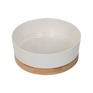 Baxter Bone Two Tone Melamine Bamboo Pet Bowl White Medium