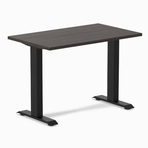 Desky Fixed Height Mini Burnished Wood Desk 1000x600mm Matte Black Leg