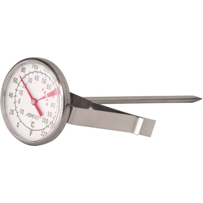 Avanti Stainless Steel 4.4cm Dial Round Frothing Milk Thermometer w/ Clip Silver