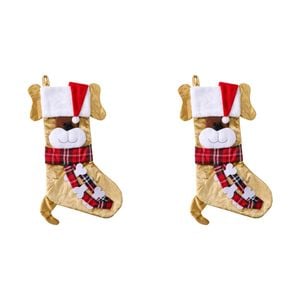 2PK LVD Stocking Santa Puppy Seasonal Christmas Decoration