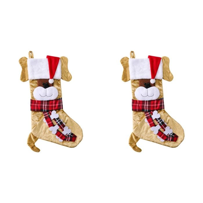 2PK LVD Stocking Santa Puppy Seasonal Christmas Decoration