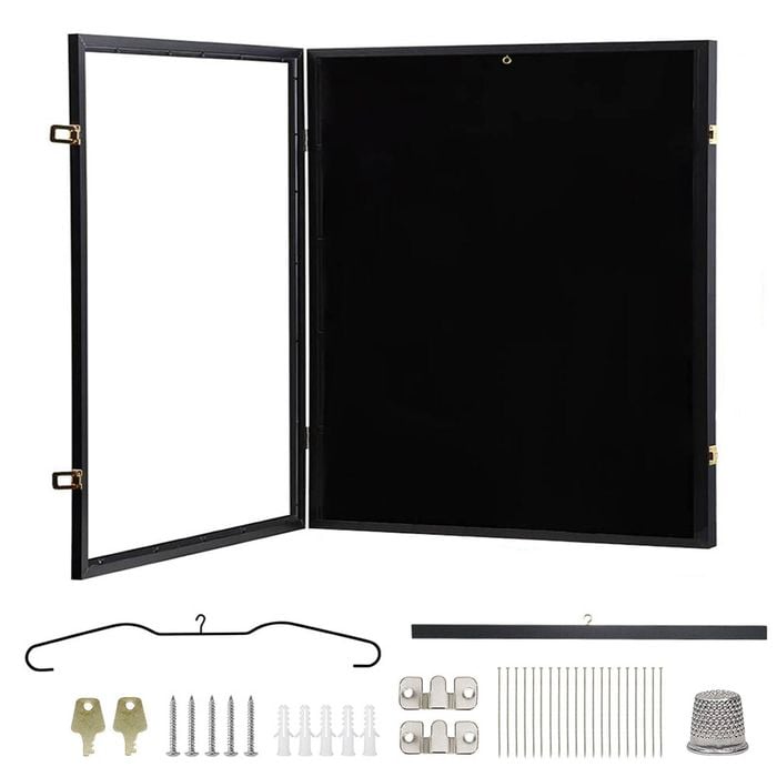 Large Jersey Display Frame Clear Showcase Wall Mounted Lockable Cabinet