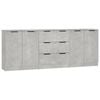 vidaXL Sideboards 3 Piece Concrete Grey Buffet Home Organiser