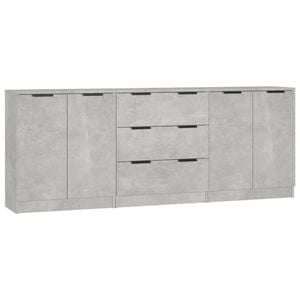vidaXL Sideboards 3 Piece Concrete Grey Buffet Home Organiser