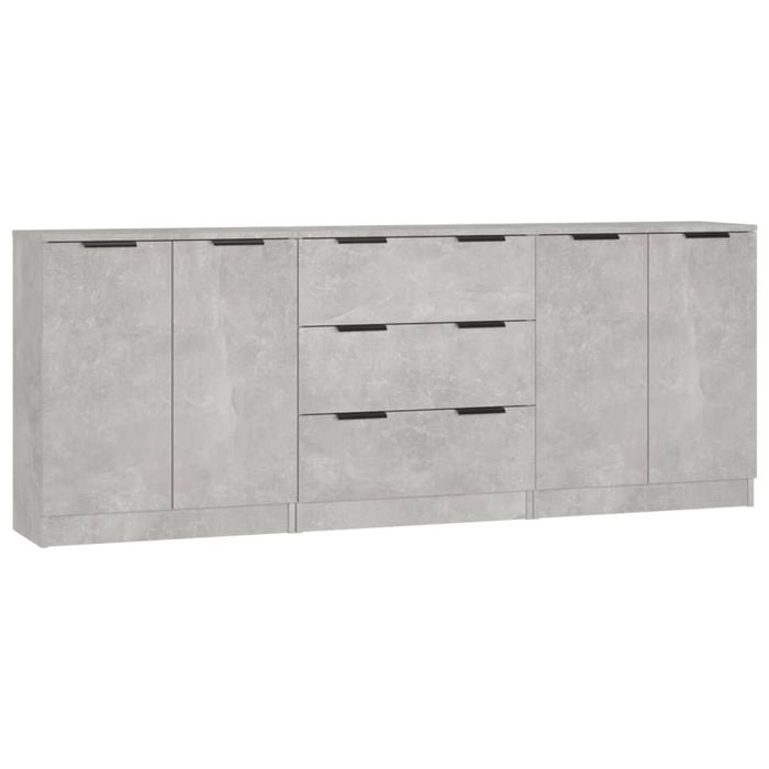 vidaXL Sideboards 3 Piece Concrete Grey Buffet Home Organiser