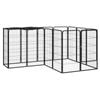 vidaXL Dog Playpen 6 Panels Black Powder-coated Steel Kennel Cage Multi Sizes