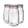 Argon Tableware Glass Storage Jars - 1.5l/50.7oz - Set Of 3 - 4 Colour Seals Airtight Kitchen Storage Container Preserving Jar