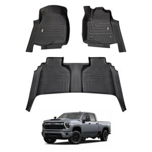 AUSGO Car Floor Mats for Chevrolet Silverado HD T1 Series 2021-Onwards All-Weather Floor Liners