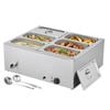 VEVOR Commercial Food Warmer Silver 1500W Stainless Steel with Lid 6 Pan for Restaurant