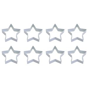 8PK R&M Star Cookie Cutter Polyresin Coated Steel 9cm - White
