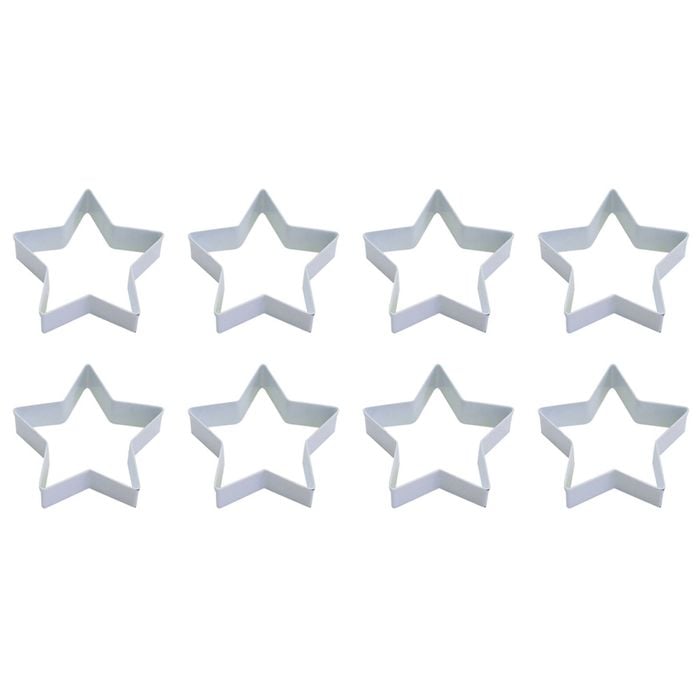 8PK R&M Star Cookie Cutter Polyresin Coated Steel 9cm - White