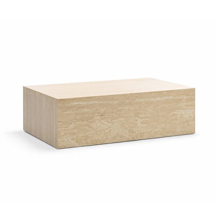 Cubie Large Coffee Table Cream Travertine Plinth