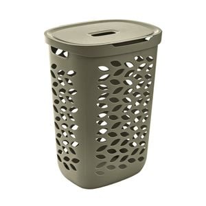 EzyStorage 62.5L Deep Olive Fleur Laundry Hamper With Lid