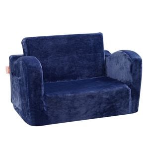 VEVOR 58.5x43.5x32cm Baby Chair Blue Foldable 2-in-1 Comfy Lounger Couch Kids Sofa