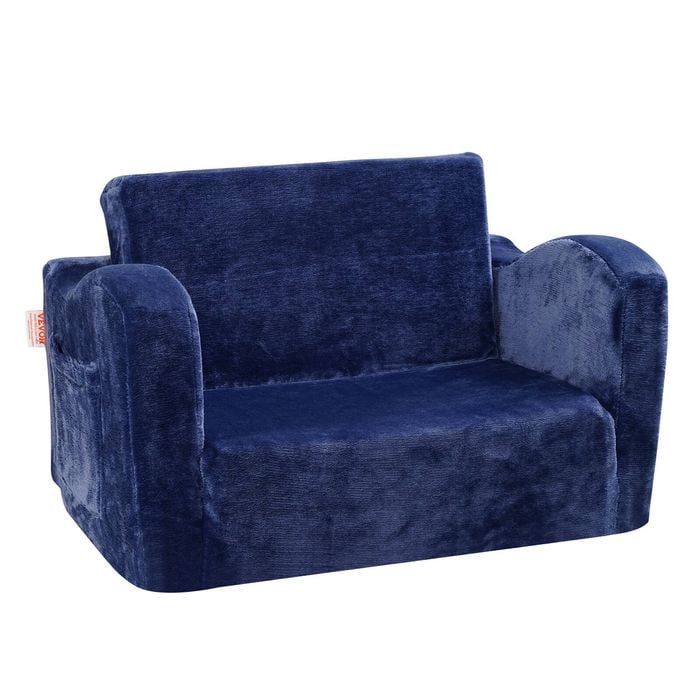 VEVOR 58.5x43.5x32cm Baby Chair Blue Foldable 2-in-1 Comfy Lounger Couch Kids Sofa