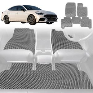 6D Diamond Car Floor Mats for Hyundai Sonata 2021-Current-Full Set-Grey-Outback GT