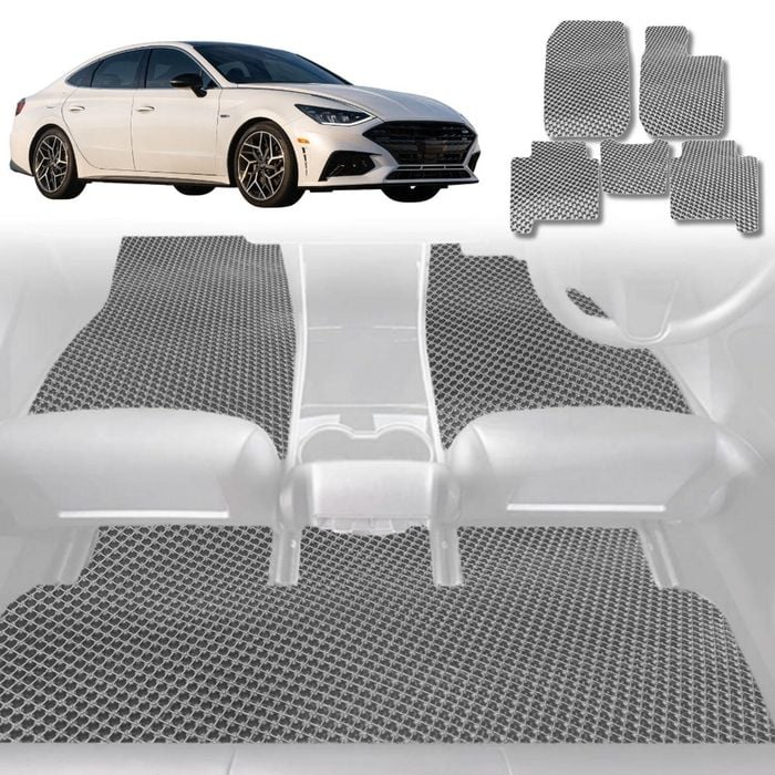 6D Diamond Car Floor Mats for Hyundai Sonata 2021-Current-Full Set-Grey-Outback GT