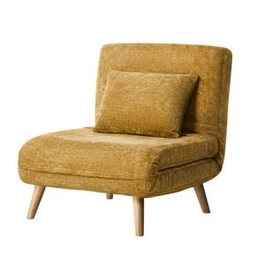 Oikiture Single Chair Folding Sofa Bed Lounge Recliner Chenille Yellow