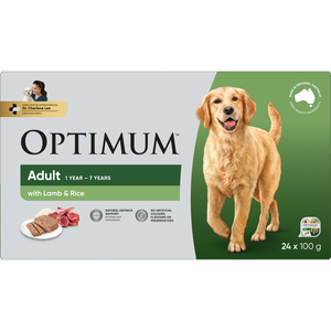 Optimum 100g Adult Lamb & Rice Wet Dog Food - 24 Trays