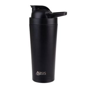 Oasis Stainless Steel Double Wall Insulated Protein Shaker 700ml - Black