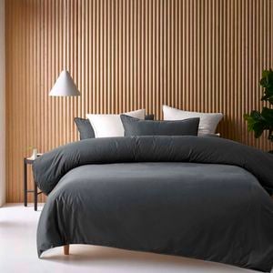Accessorize Bedroom Collection Bamboo Cotton Double Stitch Quilt Cover Set Charcoal