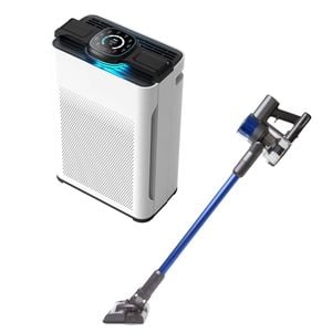 Mygenie Appliance Set: Pure Max Carbon Air Purifier & H20 Pro Vacuum White, Blue