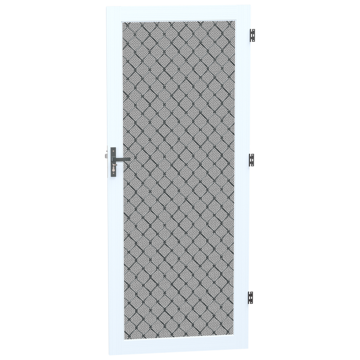 ProtectorAl 806 x 2024 x 19mm Pearl White Diamond Grille Aluminium Metric Hinged Screen Door