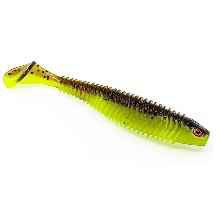 Chasebaits 4-Inch Paddle Baits Soft Plastic Fishing Lures - LIME TIGER