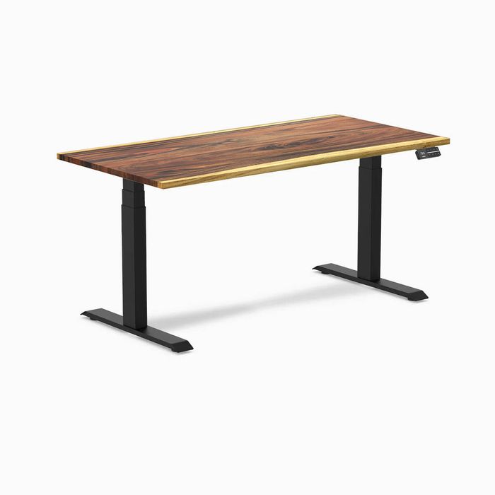 Desky Dual Hardwood Sit Stand Desk Matte Black Frame 150cm