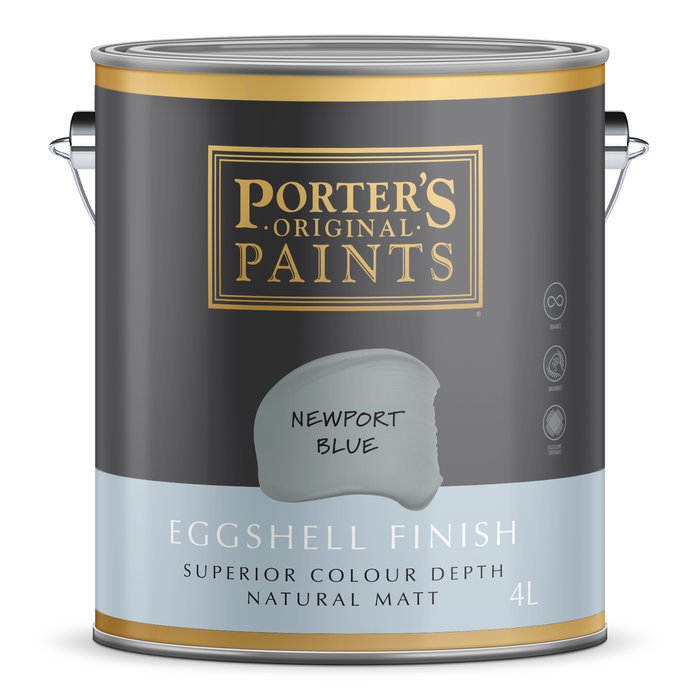 Porter's 4L Newport Blue Eggshell Finish Broadwall Washable Paint - 4L
